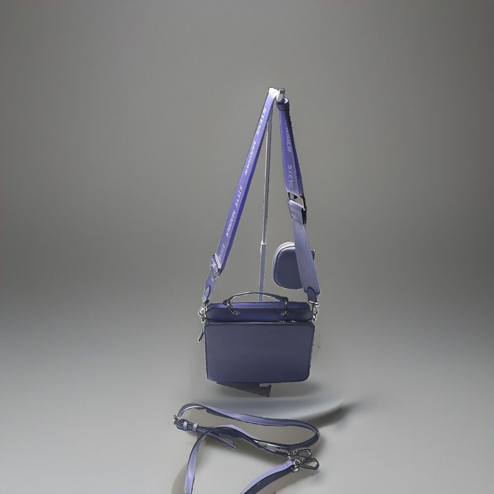 Steve Madden Bevelyn Crossbody Bag Blue Glaze Satchel Air Pod Attachment Purse